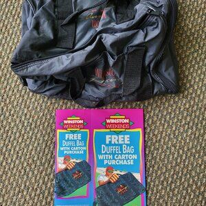 Vintage Winston Cigarettes Duffel Bag Racing Team Gym Bag Nice Triangular NEW T7